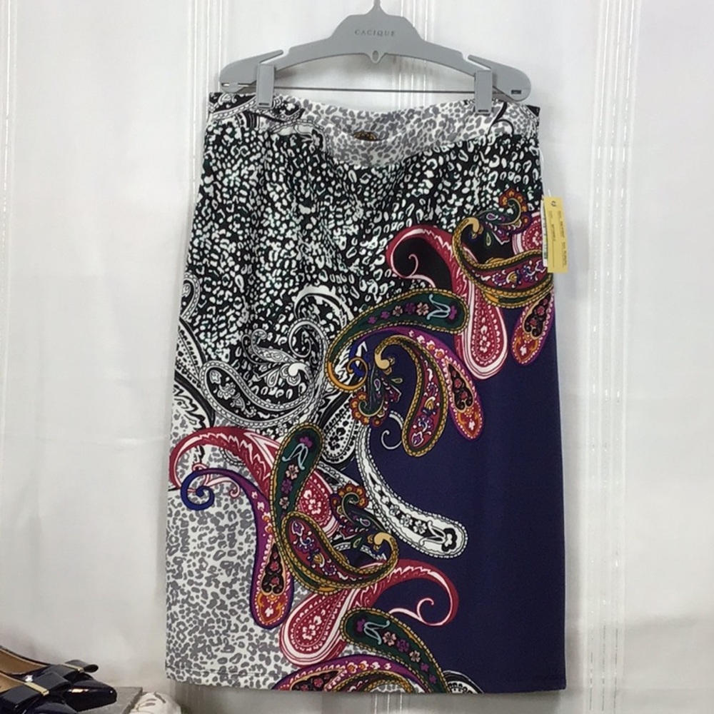 🆕 Mellisa Paige Paisley Petite Stretch Knee Length Pencil Skirt Sz.LP